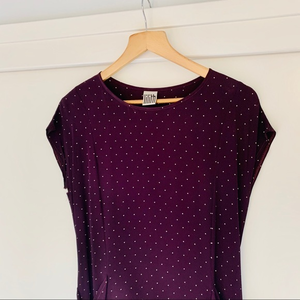 SALE 🔥 LILITH Aubergine‎ Polka Dot Dress with Waist Detail